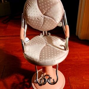 AMERICAN GIRL Battat beauty salon pink chair. 18 inches tall